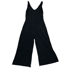 Boody Jumpsuit Womens Medium Black Bamboo Viscose Wide Leg Sleeveless Pockets